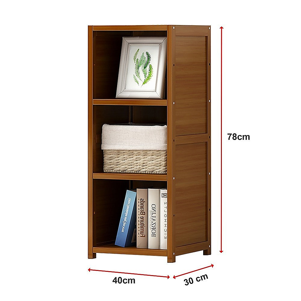 Bamboo Adjustable 3-Shelf Bookcase - Display Storage Rack Stand for Living Room, Bedroom, Office or Home Decor V63-838201