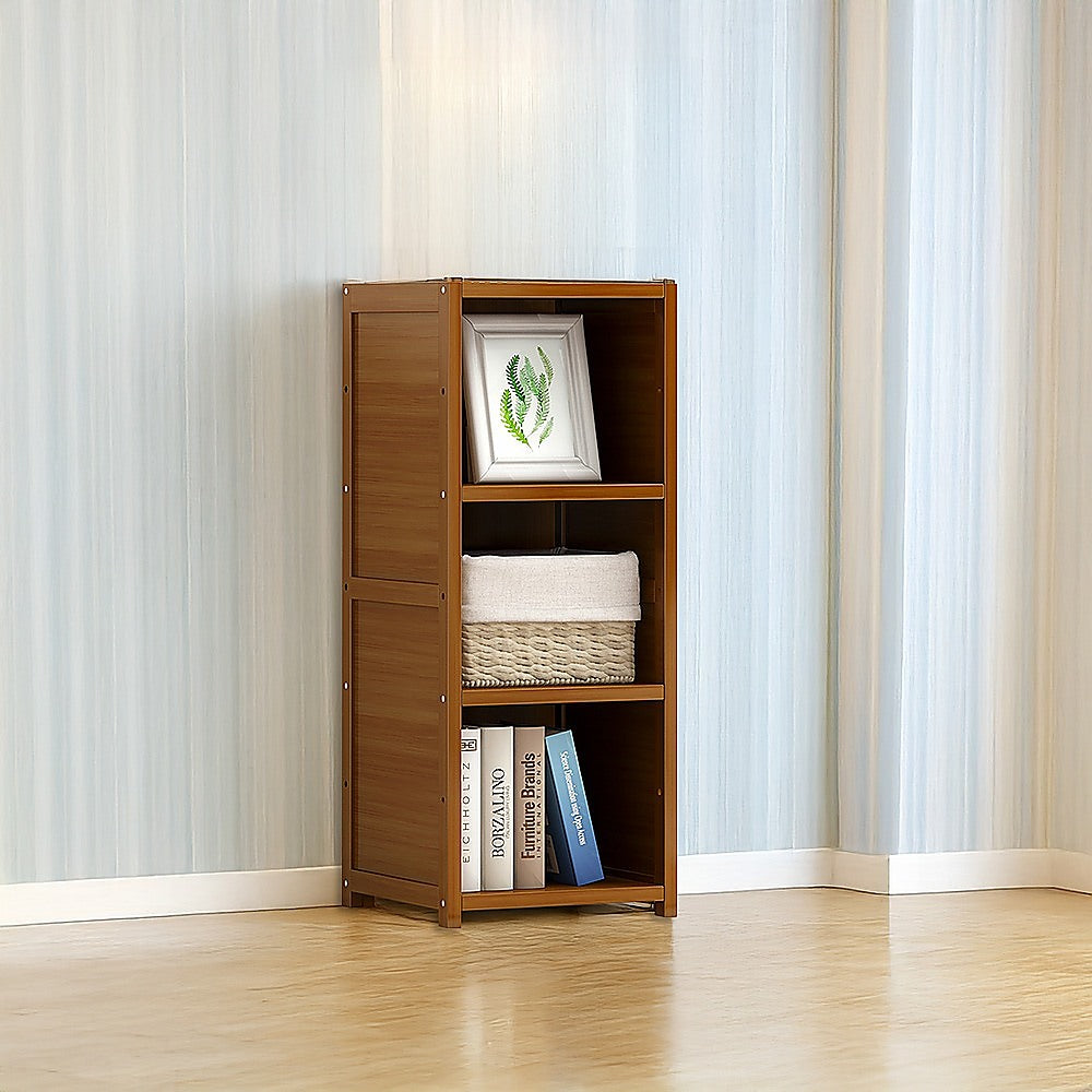 Bamboo Adjustable 3-Shelf Bookcase - Display Storage Rack Stand for Living Room, Bedroom, Office or Home Decor V63-838201