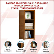 Bamboo Adjustable 3-Shelf Bookcase - Display Storage Rack Stand for Living Room, Bedroom, Office or Home Decor V63-838201