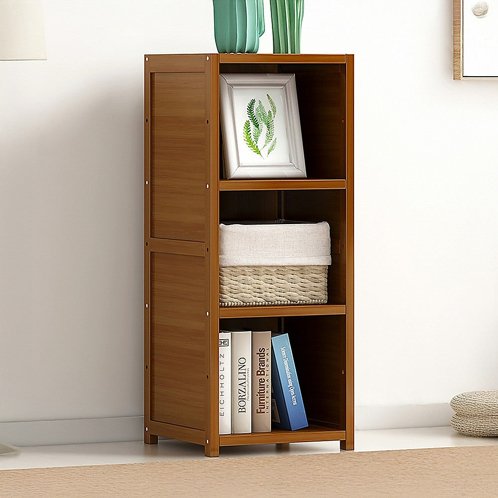 Bamboo Adjustable 3-Shelf Bookcase - Display Storage Rack Stand for Living Room, Bedroom, Office or Home Decor V63-838201
