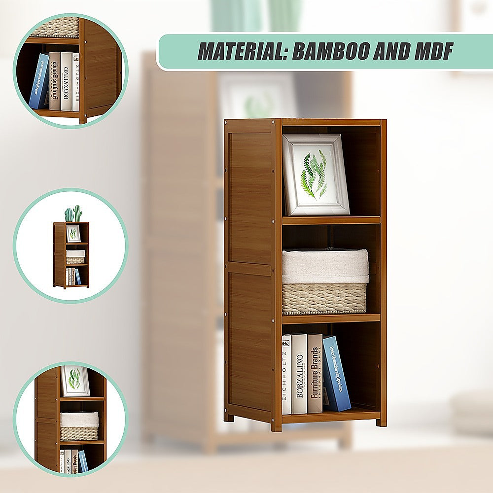 Bamboo Adjustable 3-Shelf Bookcase - Display Storage Rack Stand for Living Room, Bedroom, Office or Home Decor V63-838201