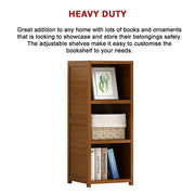 Bamboo Adjustable 3-Shelf Bookcase - Display Storage Rack Stand for Living Room, Bedroom, Office or Home Decor V63-838201