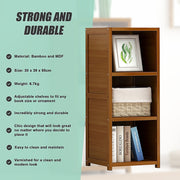 Bamboo Adjustable 3-Shelf Bookcase - Display Storage Rack Stand for Living Room, Bedroom, Office or Home Decor V63-838201