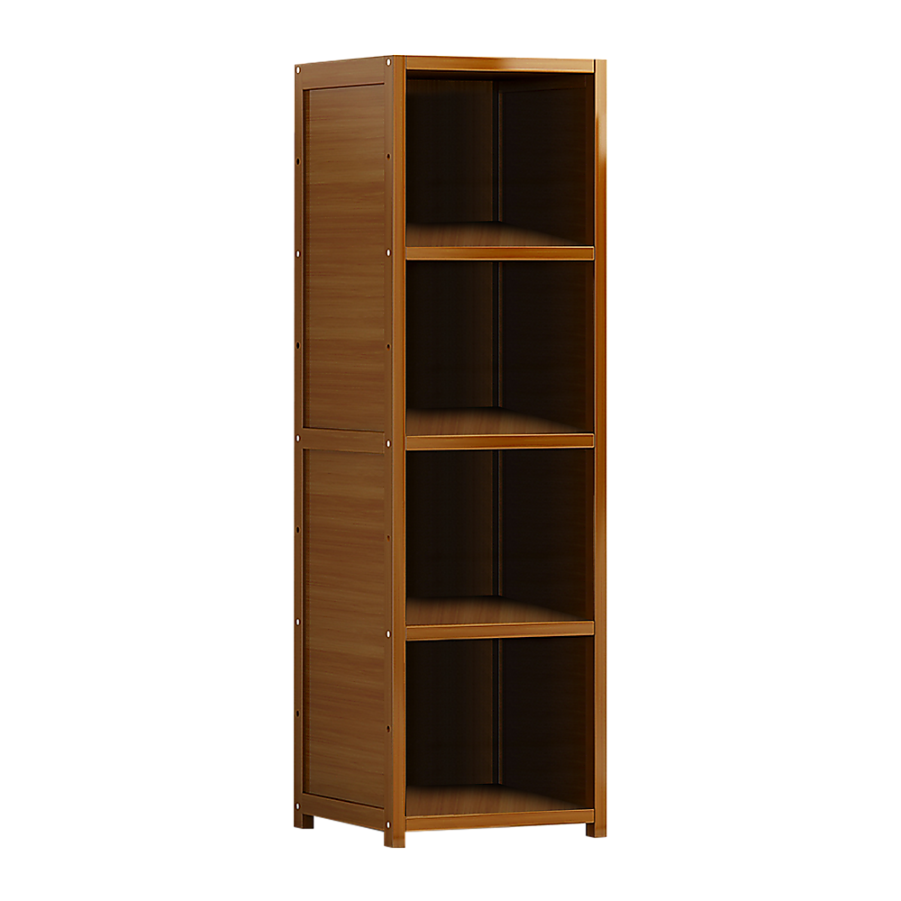 Bamboo 4-Shelf Bookcase - Adjustable Display Storage Rack Stand for Living Room, Bedroom, Office or Home V63-838211