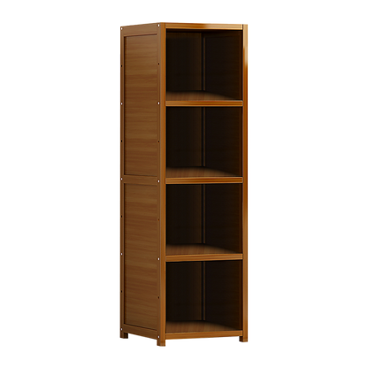 Bamboo 4-Shelf Bookcase - Adjustable Display Storage Rack Stand for Living Room, Bedroom, Office or Home V63-838211