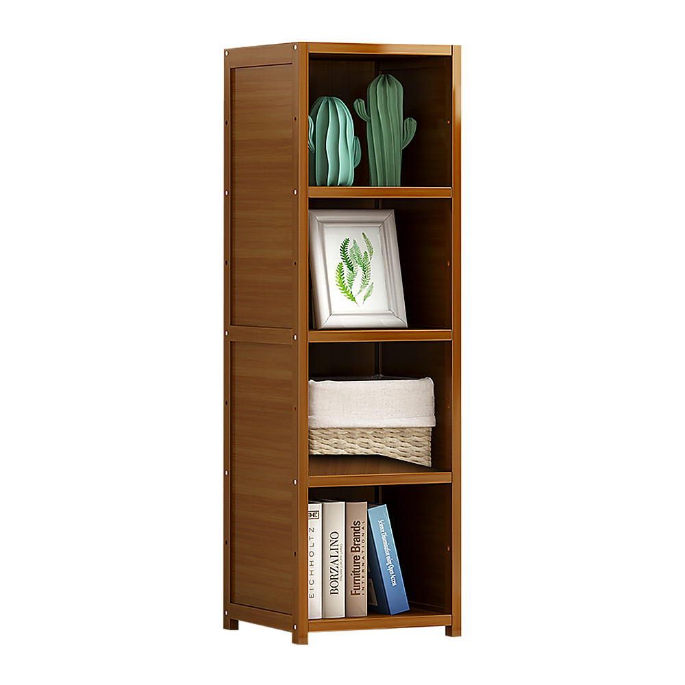 Bamboo 4-Shelf Bookcase - Adjustable Display Storage Rack Stand for Living Room, Bedroom, Office or Home V63-838211