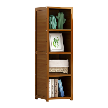 Bamboo 4-Shelf Bookcase - Adjustable Display Storage Rack Stand for Living Room, Bedroom, Office or Home V63-838211