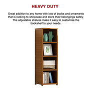 Bamboo 4-Shelf Bookcase - Adjustable Display Storage Rack Stand for Living Room, Bedroom, Office or Home V63-838211