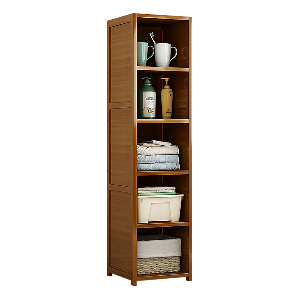 Bamboo 5-Shelf Bookcase - Tall Display Storage Rack Stand for Living Room, Bedroom, Office or Home V63-838221