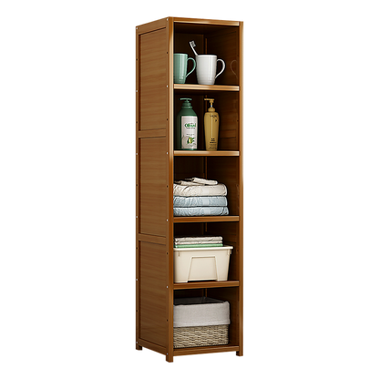 Bamboo 5-Shelf Bookcase - Tall Display Storage Rack Stand for Living Room, Bedroom, Office or Home V63-838221