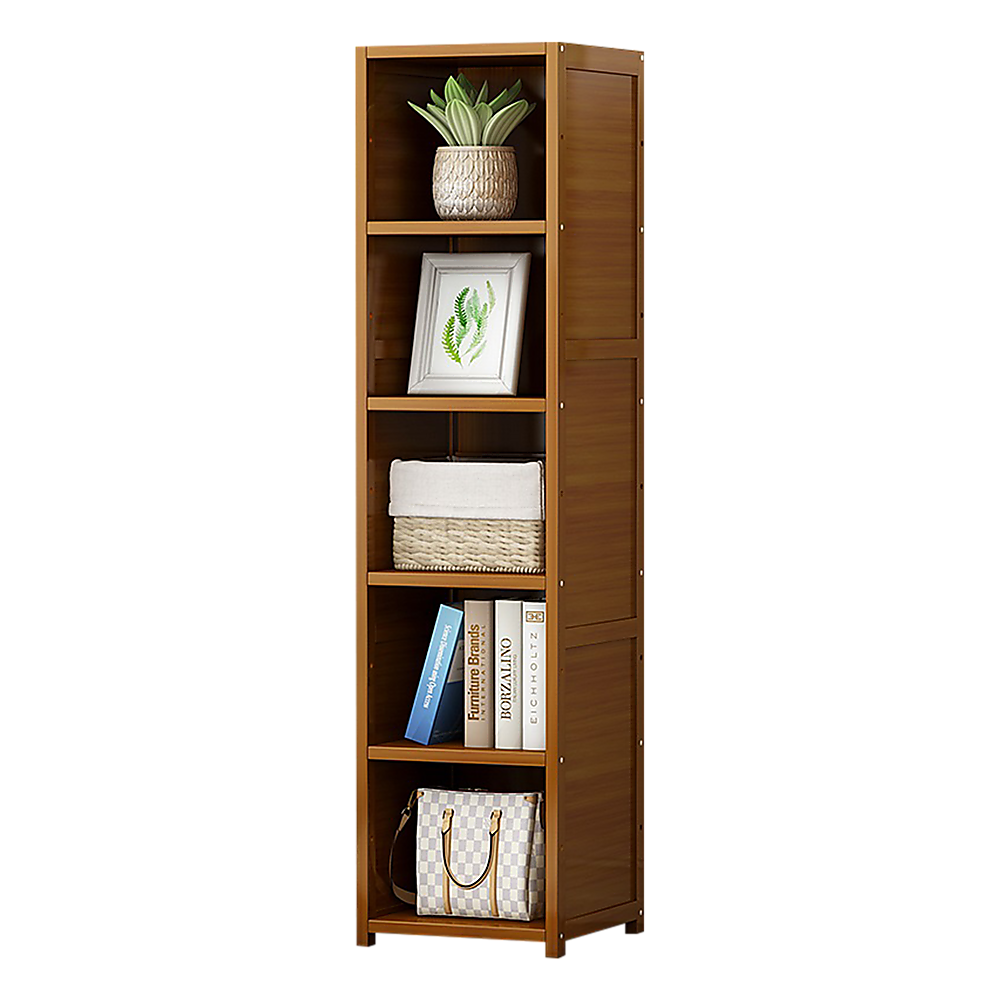 Bamboo 5-Shelf Bookcase - Tall Display Storage Rack Stand for Living Room, Bedroom, Office or Home V63-838221