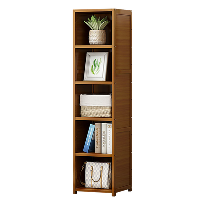 Bamboo 5-Shelf Bookcase - Tall Display Storage Rack Stand for Living Room, Bedroom, Office or Home V63-838221