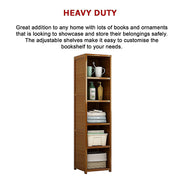 Bamboo 5-Shelf Bookcase - Tall Display Storage Rack Stand for Living Room, Bedroom, Office or Home V63-838221