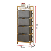 Bamboo Shelf with Storage Hamper - Wooden Organiser with 4 Laundry Bags V63-838261