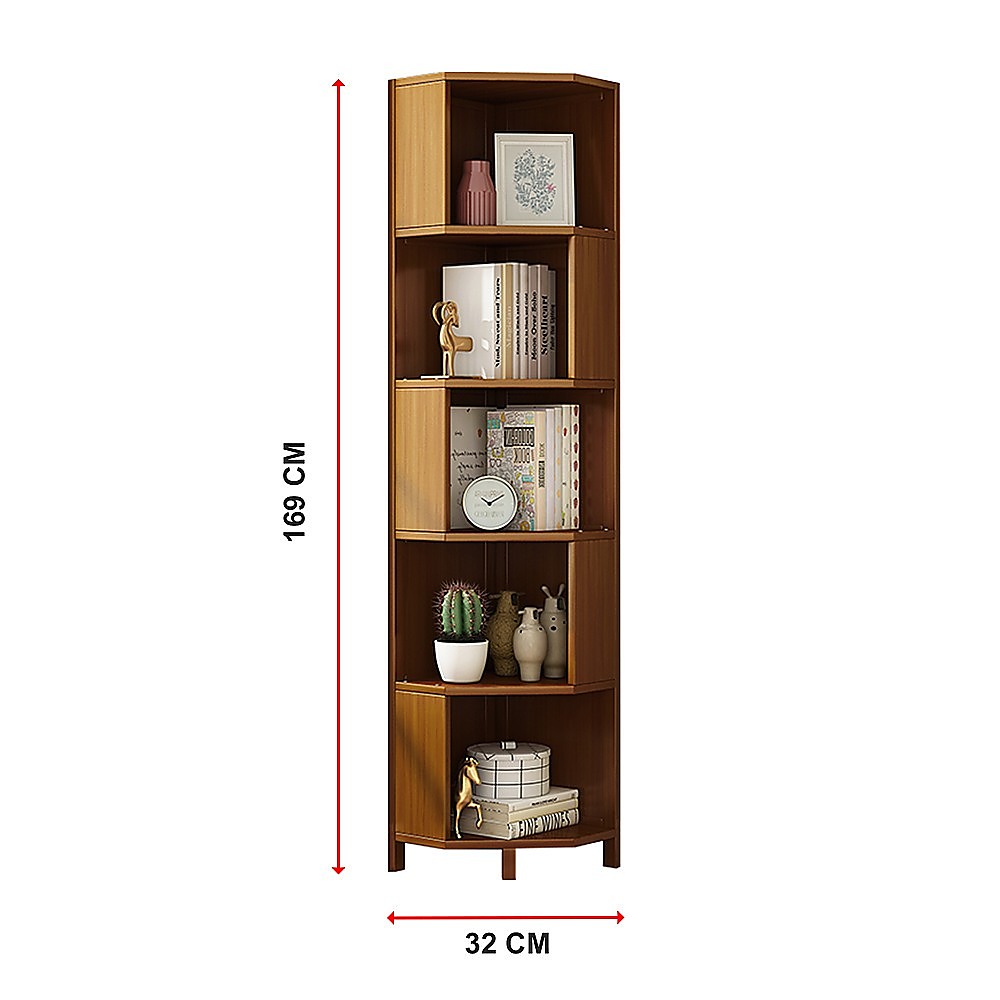 5-Shelf Corner Bookcase Industrial Bookshelf Display Storage Stand V63-838281