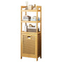 Bamboo 2-in-1 Laundry Hamper Side Table with 2 Shelves and Clothes Basket V63-838291