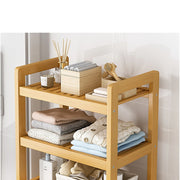 Bamboo 2-in-1 Laundry Hamper Side Table with 2 Shelves and Clothes Basket V63-838291