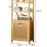 Bamboo 2-in-1 Laundry Hamper Side Table with 2 Shelves and Clothes Basket V63-838291