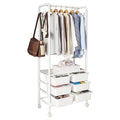Metal Open Wardrobe Modern Storage Cabinet Tall Clothes Drawers Hanger Coat Rack V63-838301