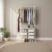 Metal Open Wardrobe Modern Storage Cabinet Tall Clothes Drawers Hanger Coat Rack V63-838301