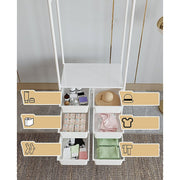 Metal Open Wardrobe Modern Storage Cabinet Tall Clothes Drawers Hanger Coat Rack V63-838301