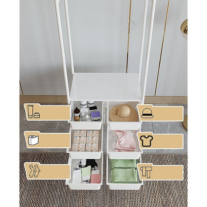 Metal Open Wardrobe Modern Storage Cabinet Tall Clothes Drawers Hanger Coat Rack V63-838301