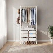 Metal Open Wardrobe Modern Storage Cabinet Tall Clothes Drawers Hanger Coat Rack V63-838301