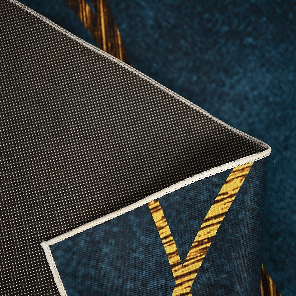 200x300cm Large Floor Blue Teal Rug - Modern Area Carpet for Bedroom & Lounge V63-838311