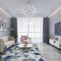 200x300cm Large Floor Blue Triangle Rug - Modern Area Carpet for Bedroom & Lounge V63-838341