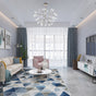 200x300cm Large Floor Blue Triangle Rug - Modern Area Carpet for Bedroom & Lounge V63-838341
