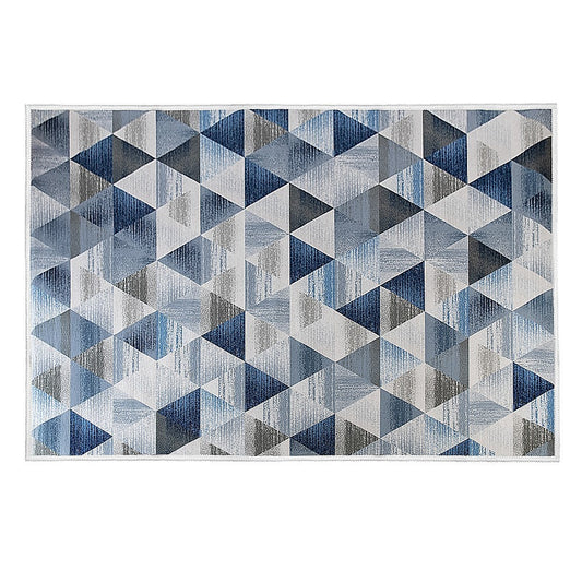 200x300cm Large Floor Blue Triangle Rug - Modern Area Carpet for Bedroom & Lounge V63-838341
