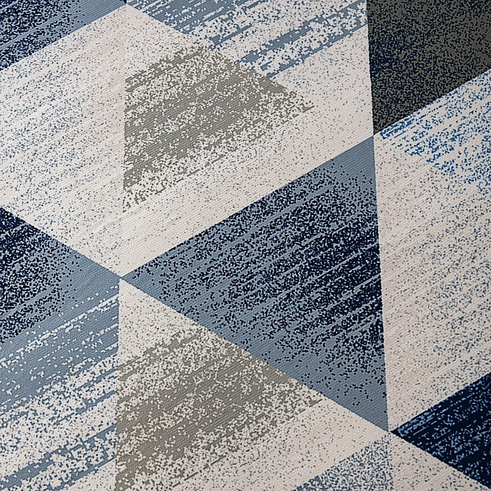 200x300cm Large Floor Blue Triangle Rug - Modern Area Carpet for Bedroom & Lounge V63-838341