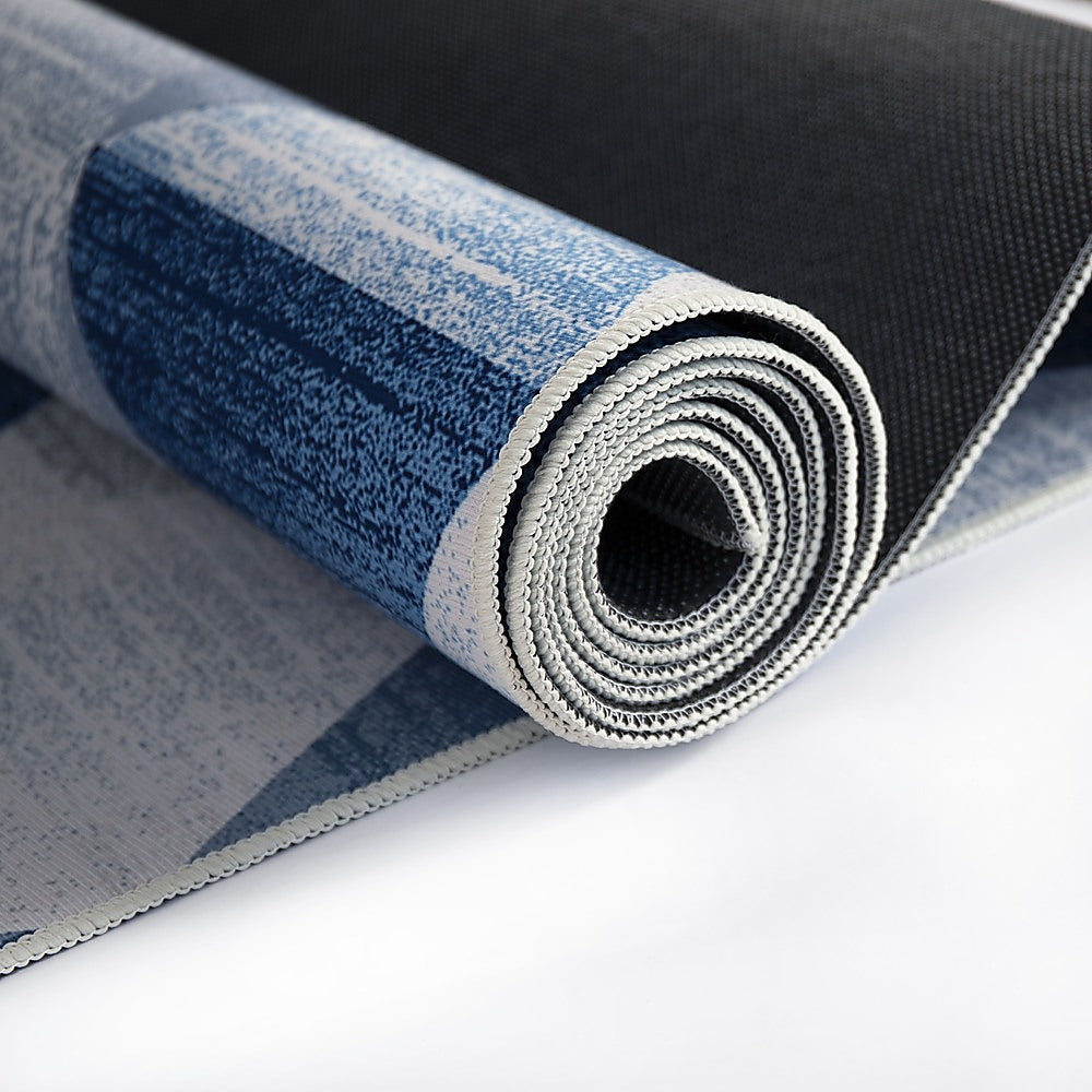 200x300cm Large Floor Blue Triangle Rug - Modern Area Carpet for Bedroom & Lounge V63-838341