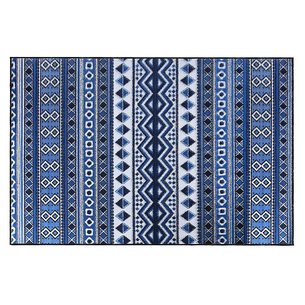 200x300cm Large Floor Blue Ethnic Rug - Modern Area Carpet for Bedroom & Lounge V63-838351