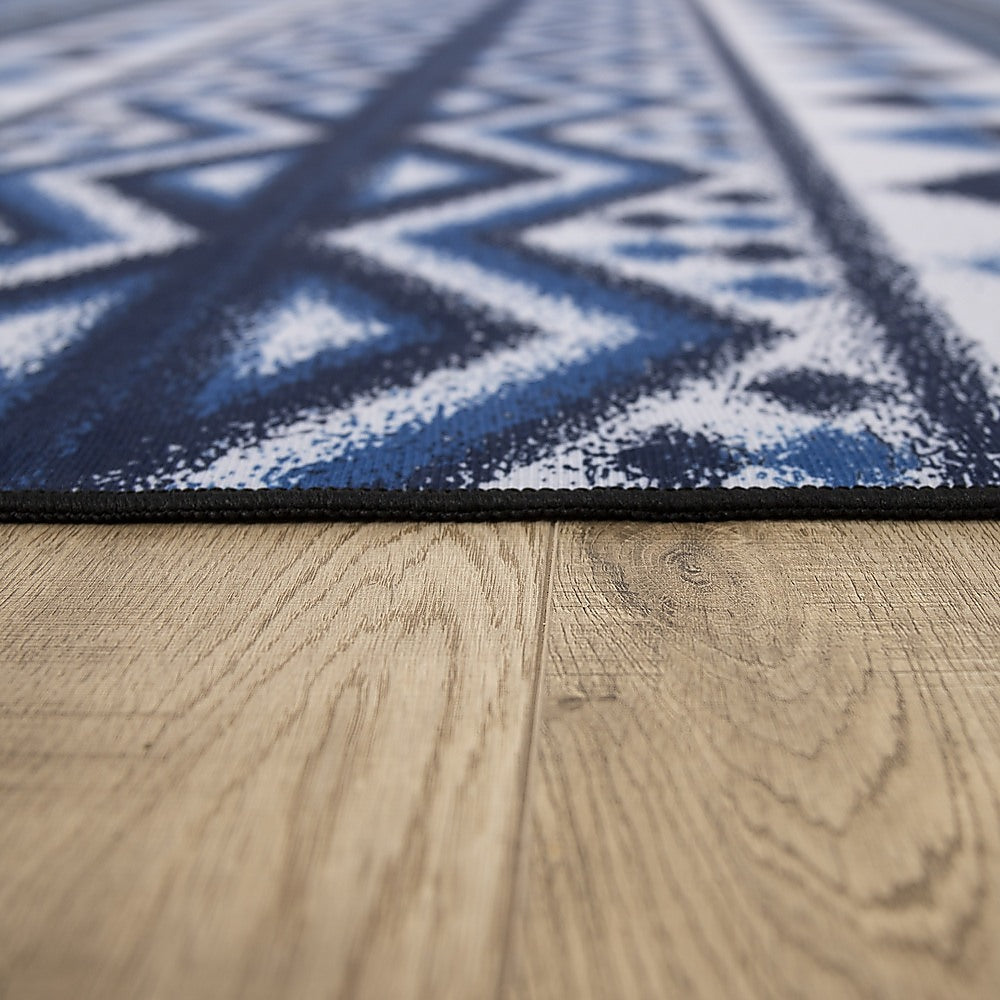 200x300cm Large Floor Blue Ethnic Rug - Modern Area Carpet for Bedroom & Lounge V63-838351