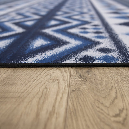 200x300cm Large Floor Blue Ethnic Rug - Modern Area Carpet for Bedroom & Lounge V63-838351