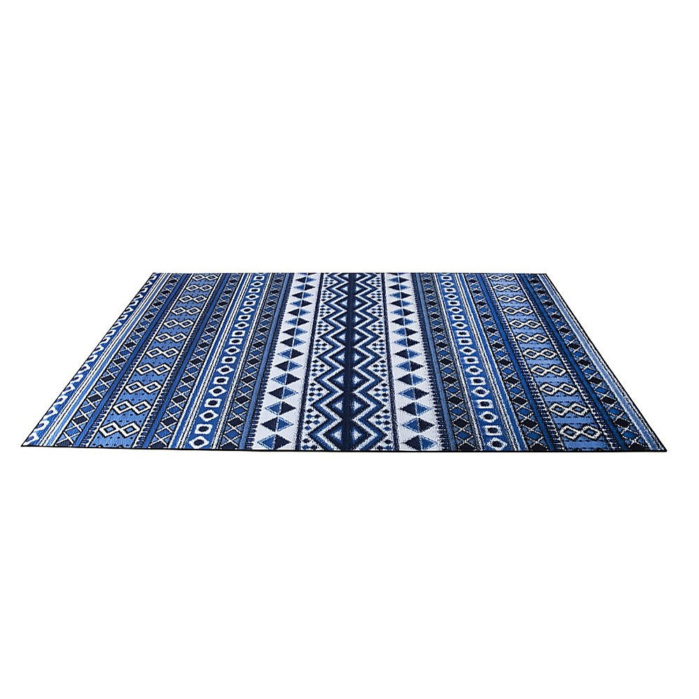 200x300cm Large Floor Blue Ethnic Rug - Modern Area Carpet for Bedroom & Lounge V63-838351