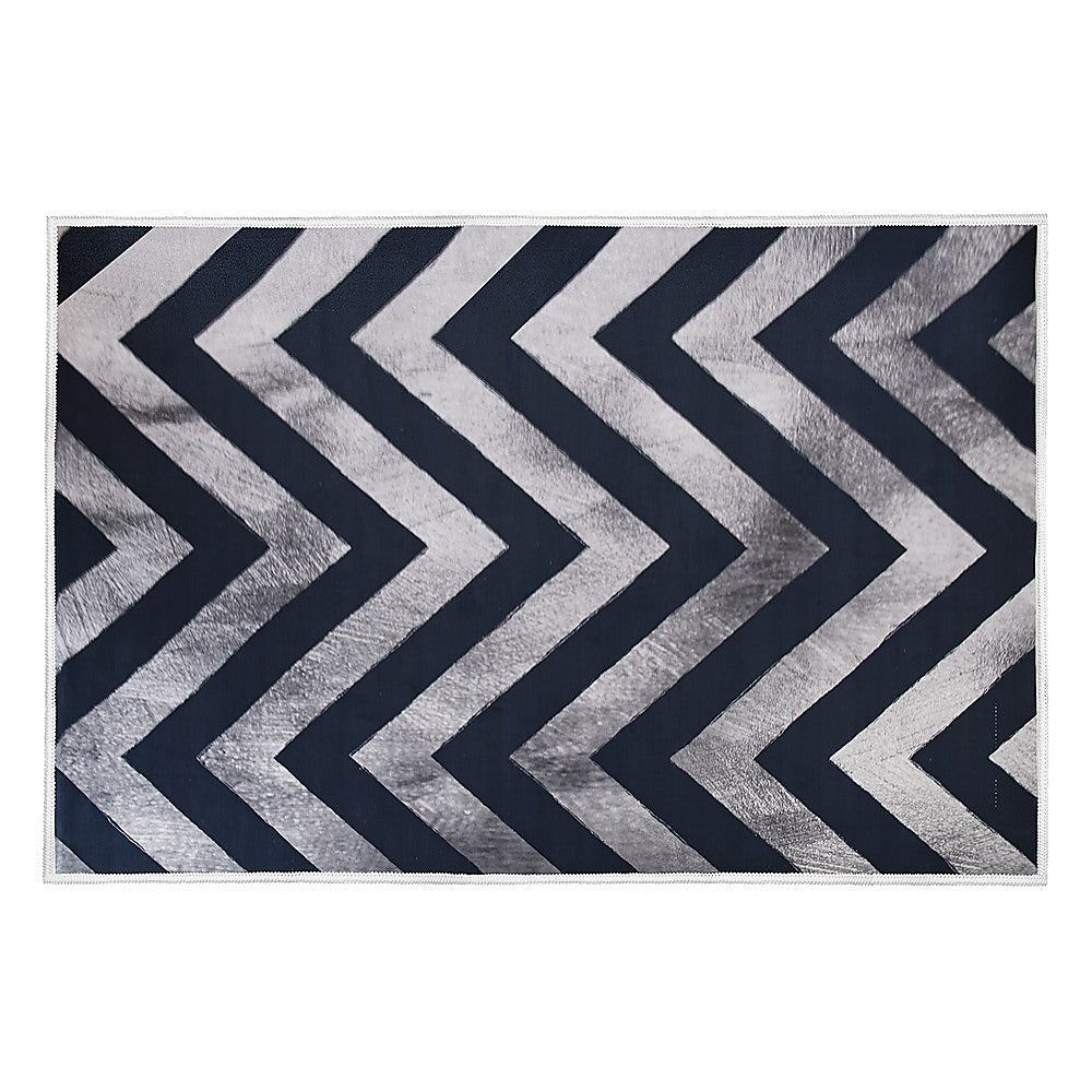 200x300cm Large Floor Blue Chevron Stripes Rug - Modern Area Carpet for Bedroom & Lounge V63-838381