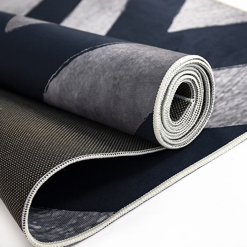 200x300cm Large Floor Blue Chevron Stripes Rug - Modern Area Carpet for Bedroom & Lounge V63-838381
