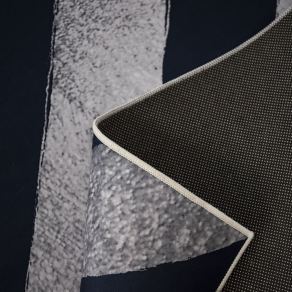 200x300cm Large Floor Blue Chevron Stripes Rug - Modern Area Carpet for Bedroom & Lounge V63-838381
