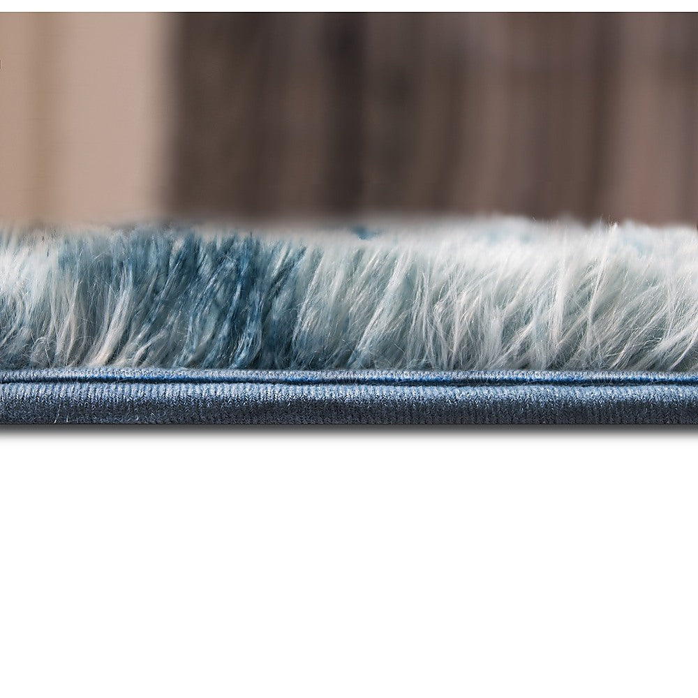 200x300cm Large Floor Soft Blue Fluffy Rug - Modern Area Carpet for Bedroom & Lounge V63-838391