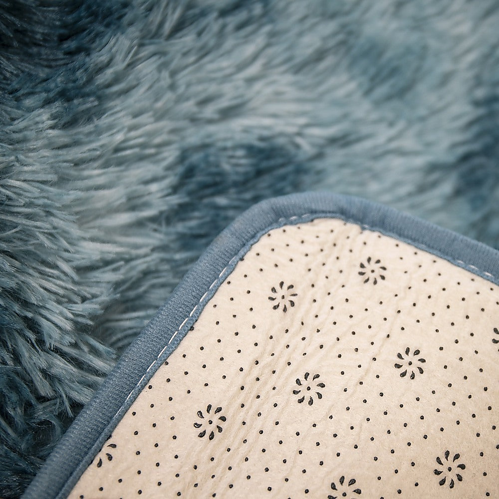 200x300cm Large Floor Soft Blue Fluffy Rug - Modern Area Carpet for Bedroom & Lounge V63-838391