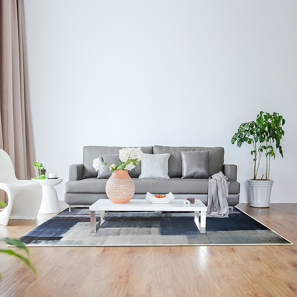 200x300cm Large Floor Blue Abstract Rug - Modern Area Carpet for Bedroom & Lounge V63-838401