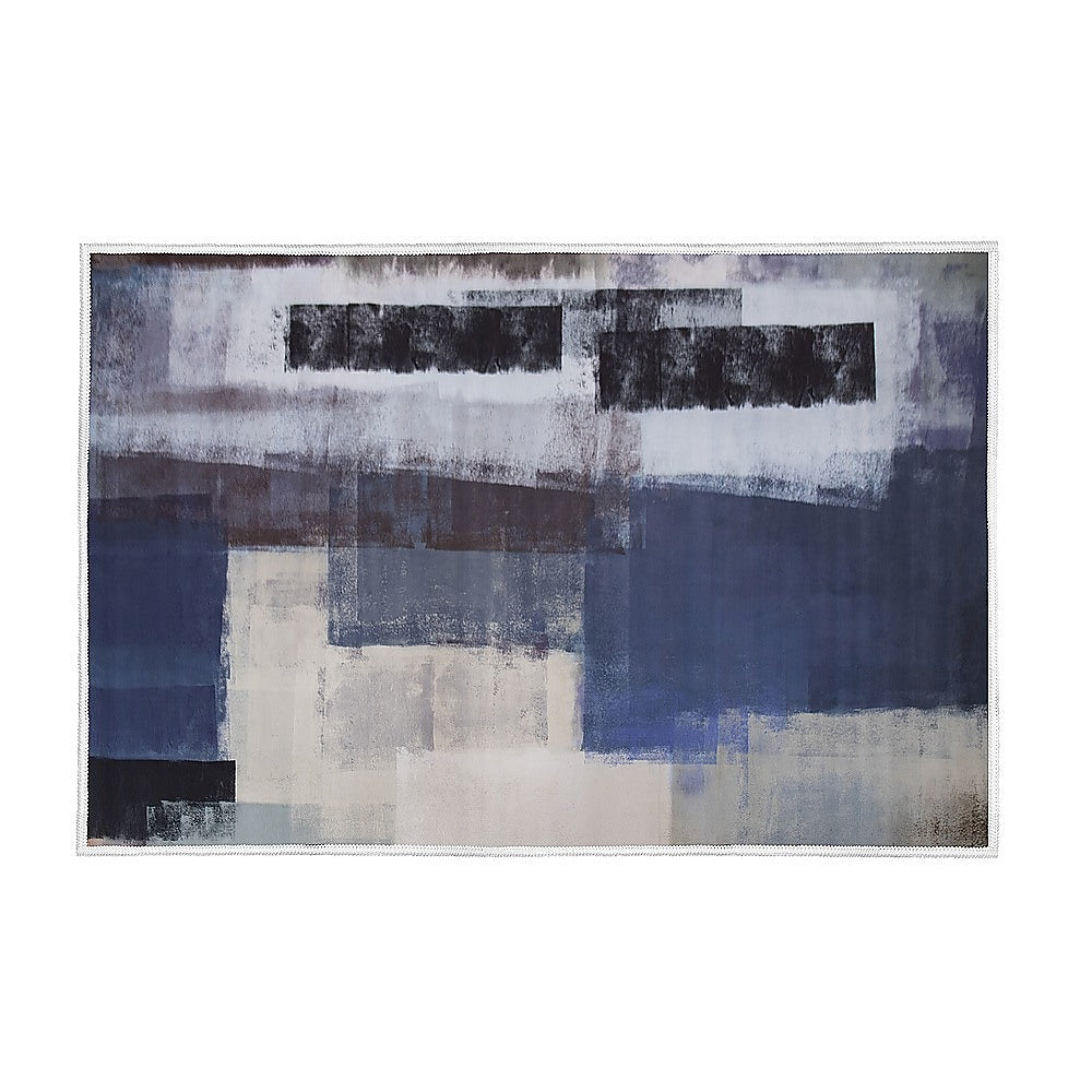 200x300cm Large Floor Blue Abstract Rug - Modern Area Carpet for Bedroom & Lounge V63-838401