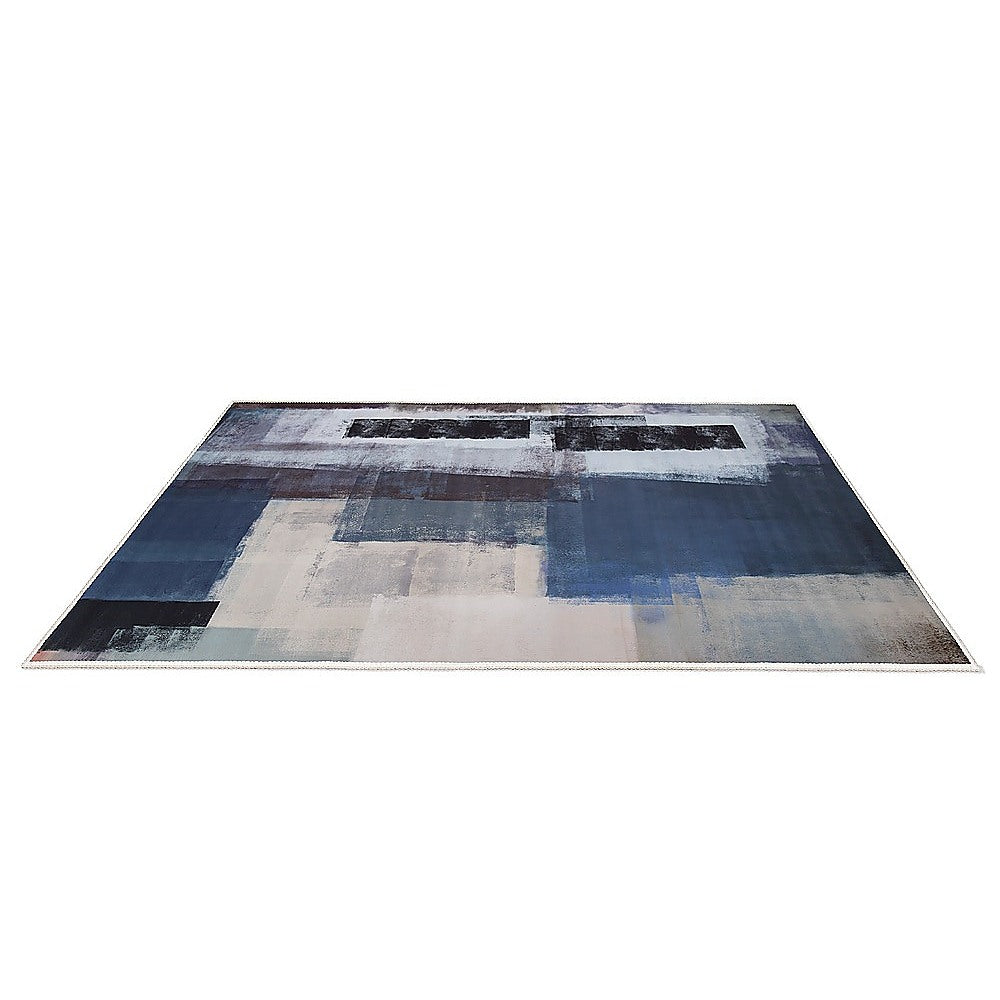 200x300cm Large Floor Blue Abstract Rug - Modern Area Carpet for Bedroom & Lounge V63-838401