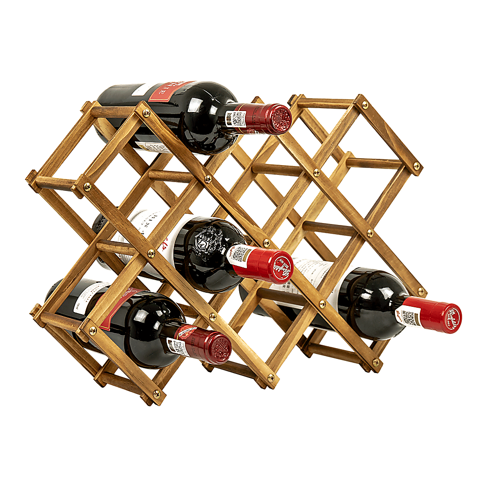 Wooden Wine Rack Freestanding 10 Bottles Countertop Storage V63-838441