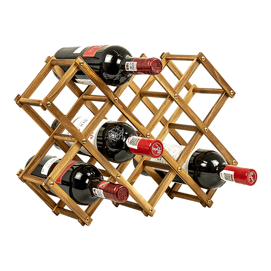 Wooden Wine Rack Freestanding 10 Bottles Countertop Storage V63-838441