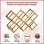 Wooden Wine Rack Freestanding 10 Bottles Countertop Storage V63-838441