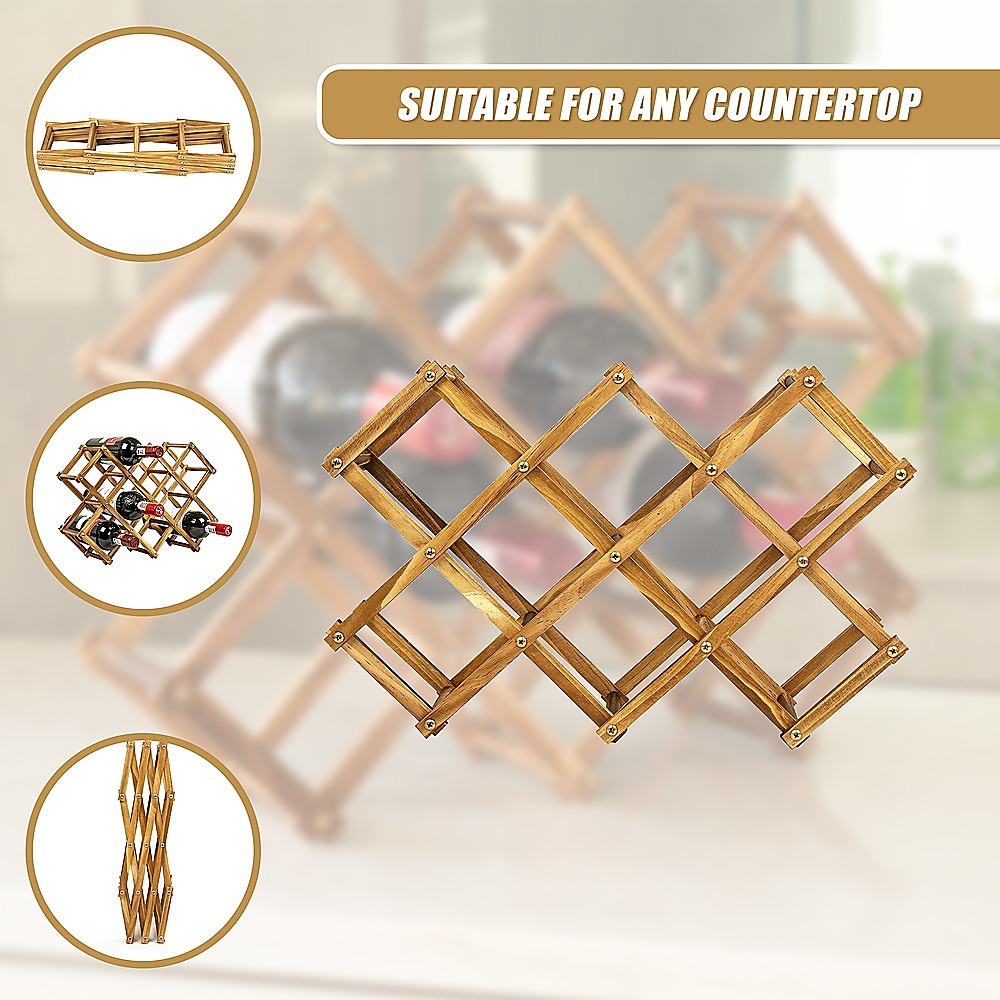 Wooden Wine Rack Freestanding 10 Bottles Countertop Storage V63-838441