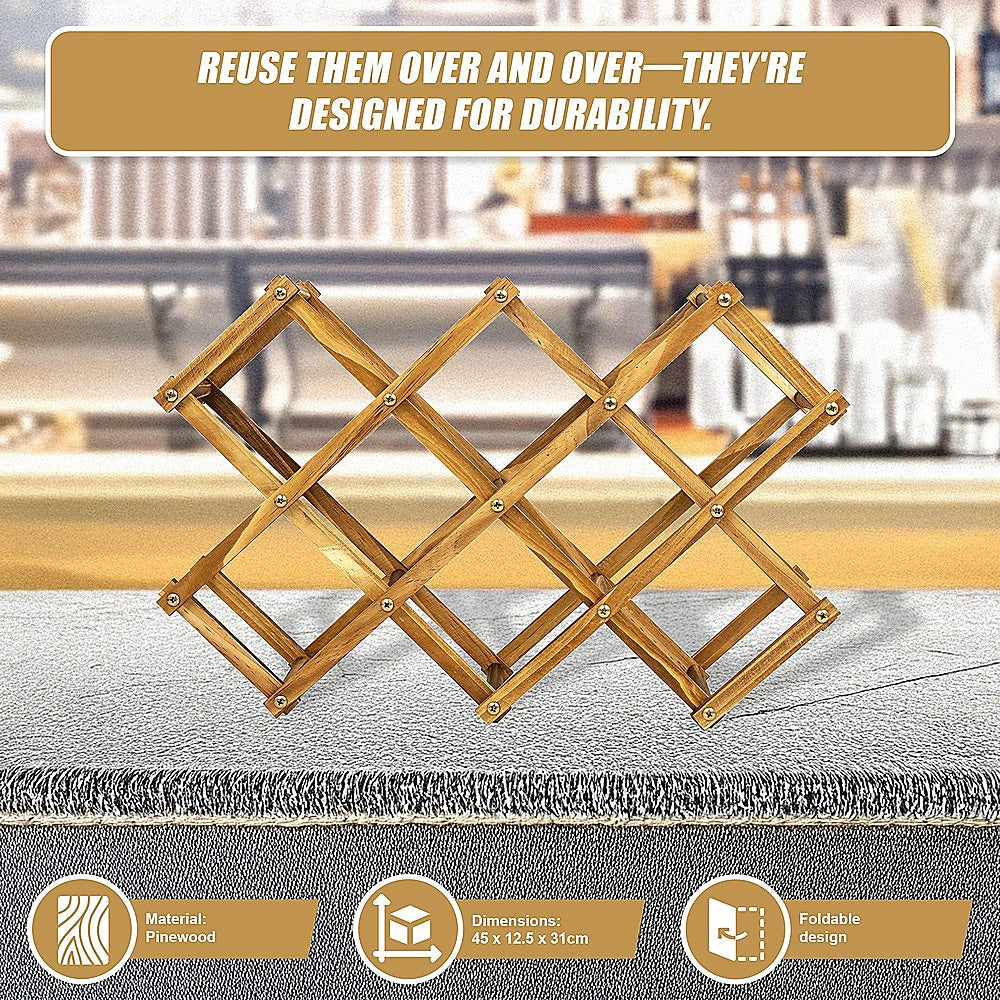 Wooden Wine Rack Freestanding 10 Bottles Countertop Storage V63-838441